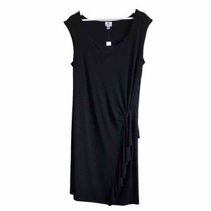 Worthington Black Ruched Ruffle Wiggle Sheath Dress‎ Size XL